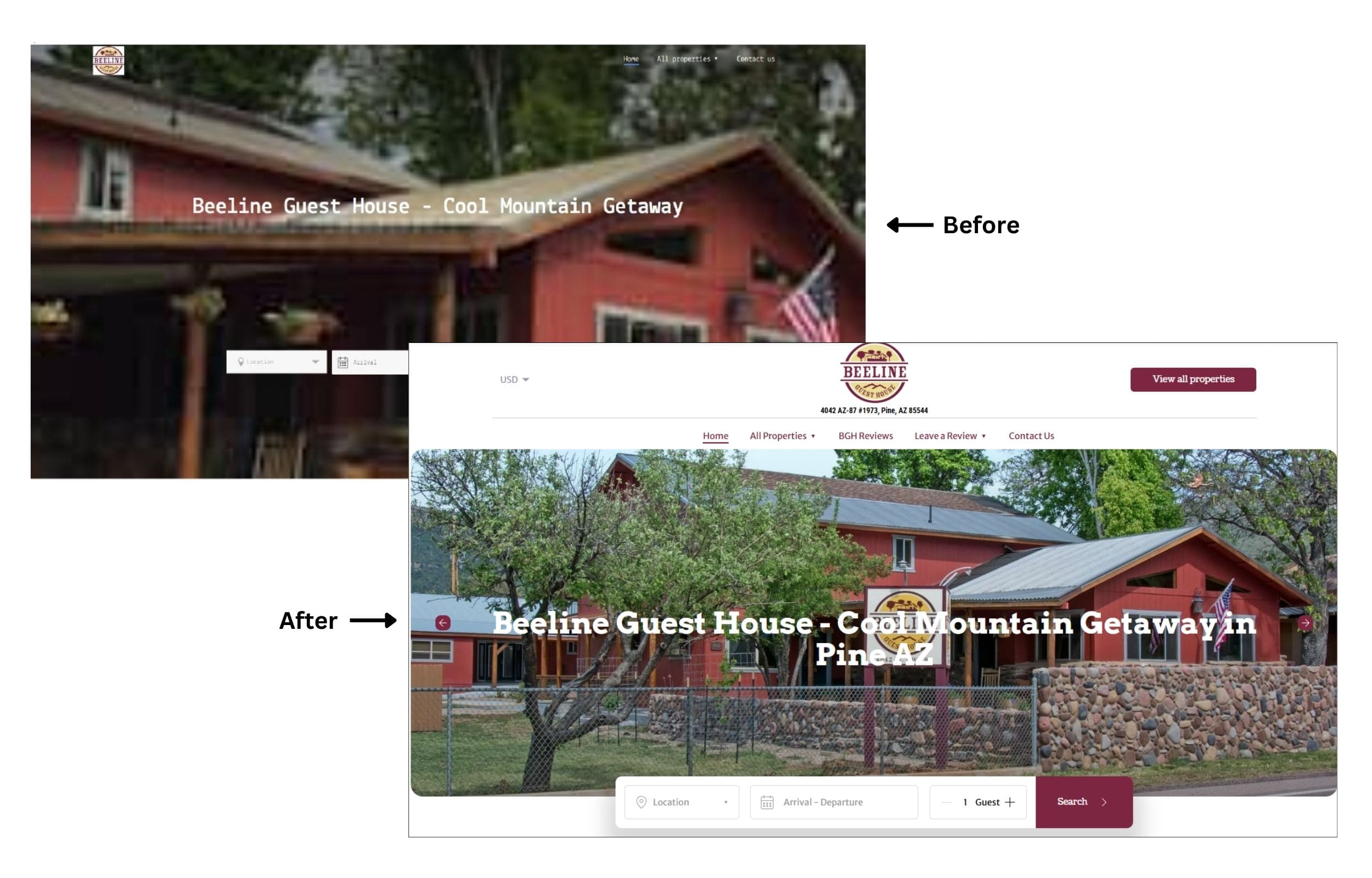 Beeline Guest House website redesign